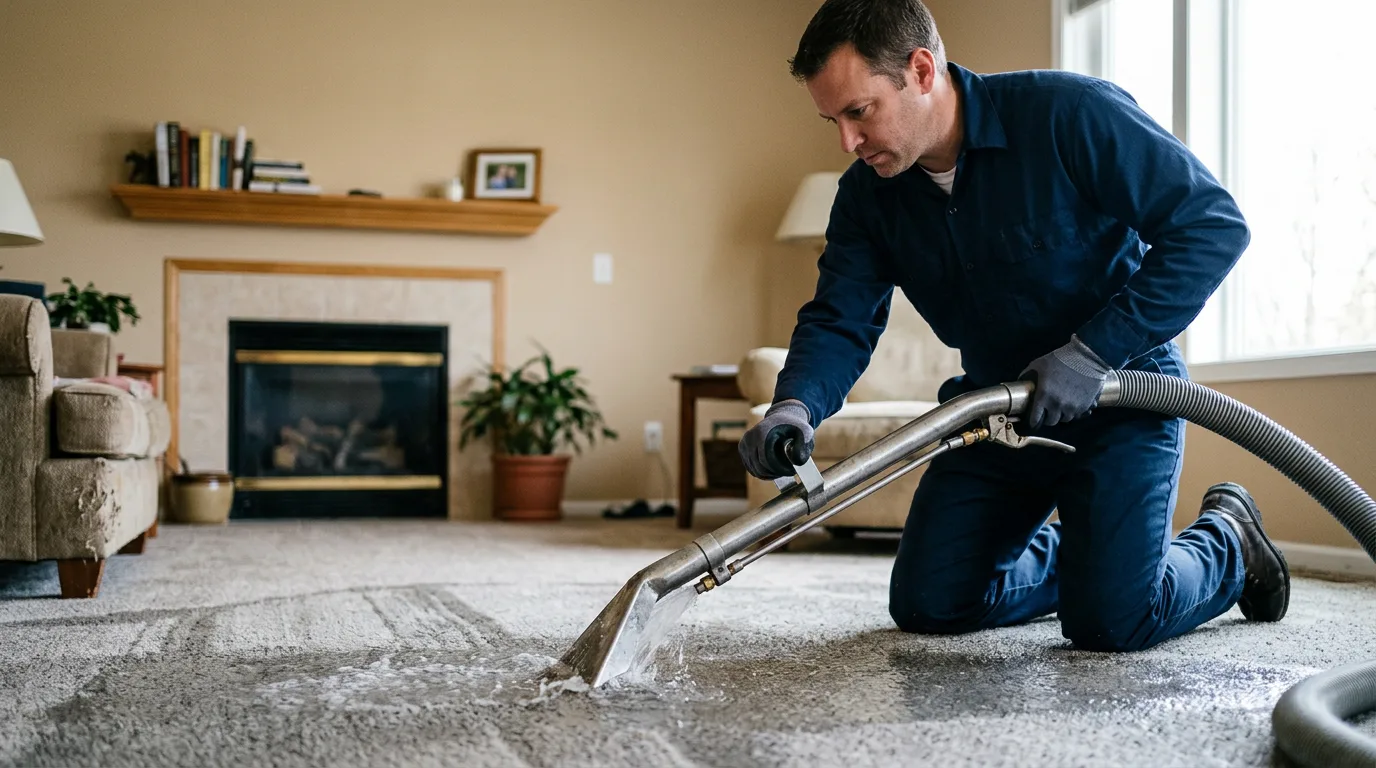 Water damage restoration technician working near Monroe, WI